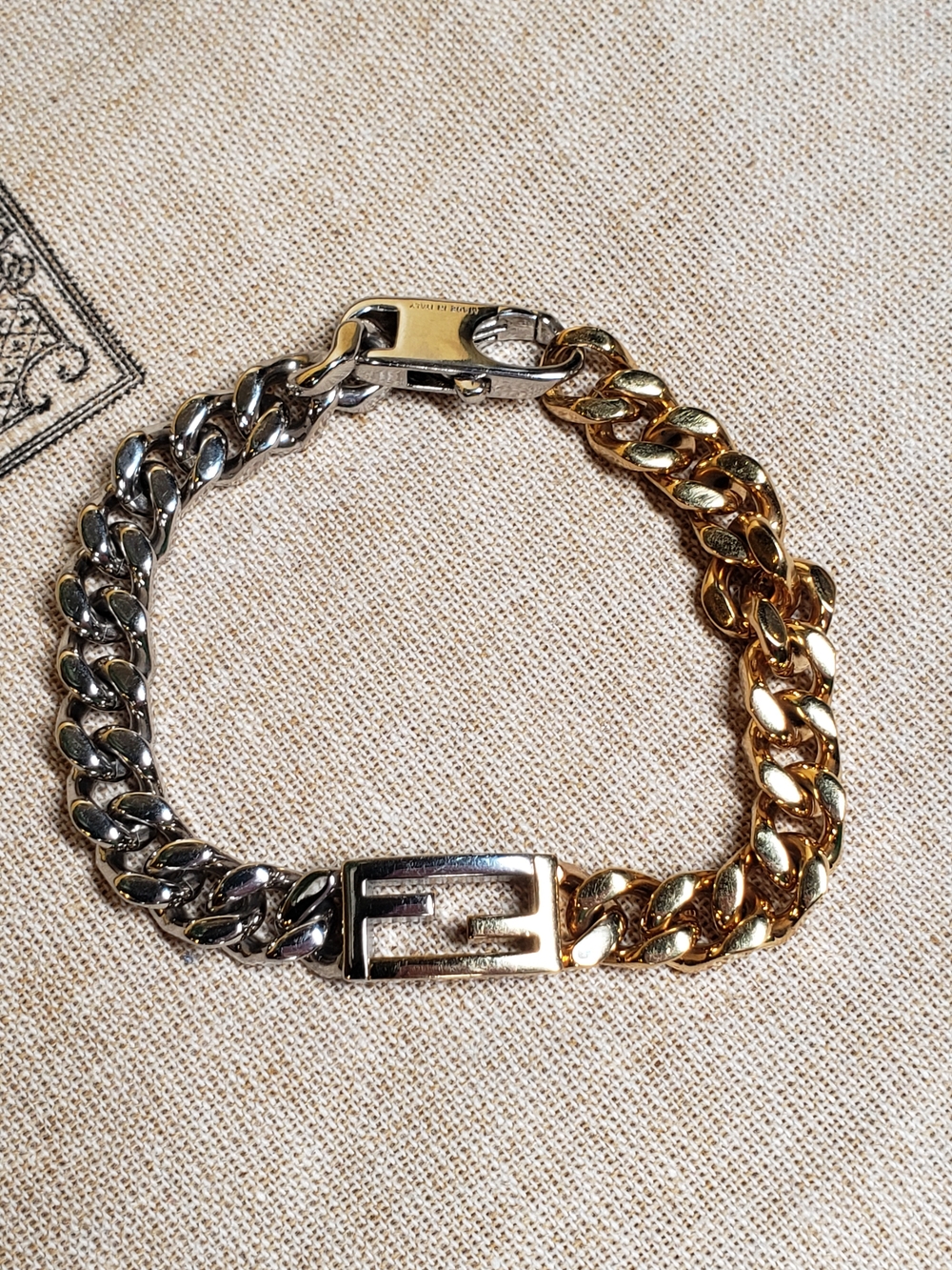 Fendi FF Two-Tone Chain Bracelet - Gold-Toned & Palladium - Excellent Condition - Picture 8 of 16